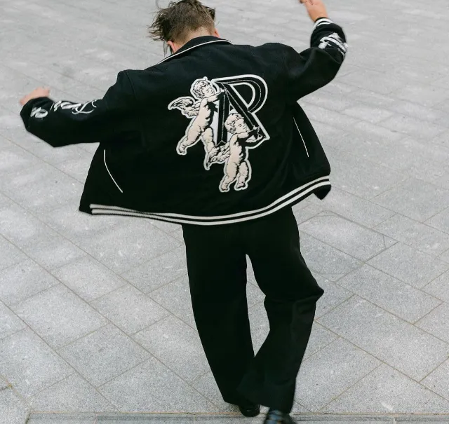 REPRESENT CHERUB WOOL VARSITY JACKET Retro Angel Embroidered Zipper Coat Baseball Jacket