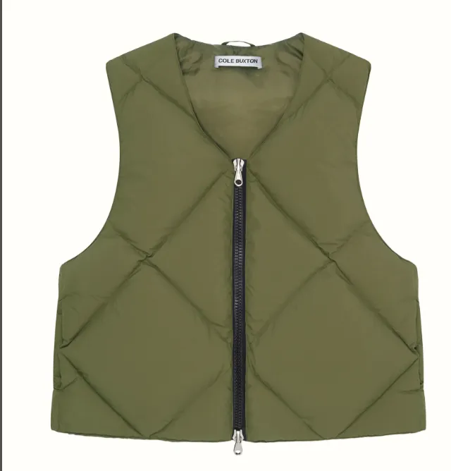 Cole Buxton diamond grid cotton coat, vest jacket, military green, black, S-XL size