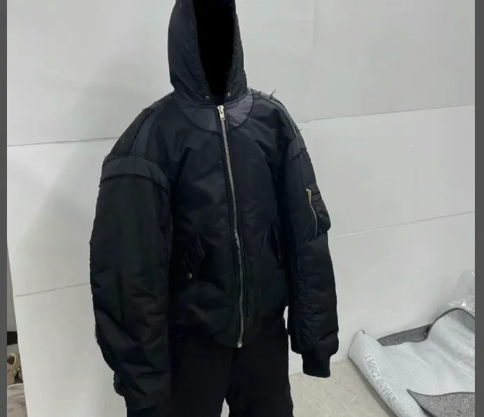 PROJECT G R silhouette structure broken cut hooded flight suit cotton jacket jacket black SML