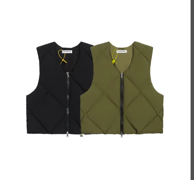 Cole Buxton diamond grid cotton coat, vest jacket, military green, black, S-XL size