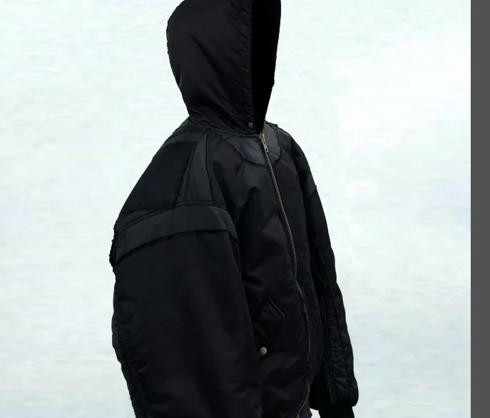 PROJECT G R silhouette structure broken cut hooded flight suit cotton jacket jacket black SML