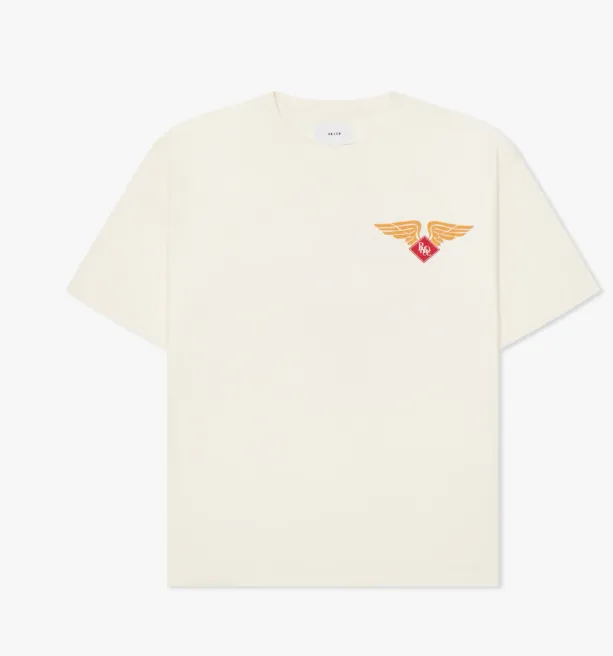 RHUDE Spring Summer Retro Logo Slogan Short Sleeve T-shirt White S-XL Size