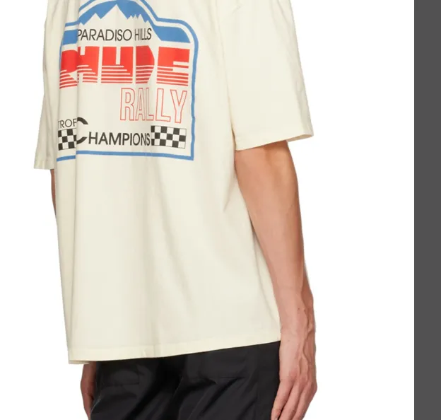 RHUDE PARADISO HILLS Road Race Retro Short sleeved T-shirt White S-XL