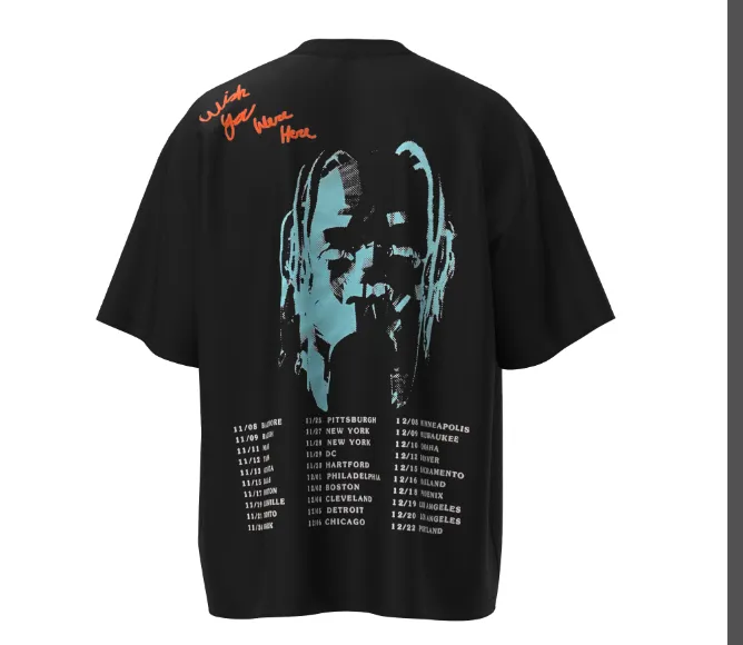 Travis Scott Cactus Jack Tour T-shirt Smiling Earth Tour Same Short sleeved T-shirt Black S M L XL