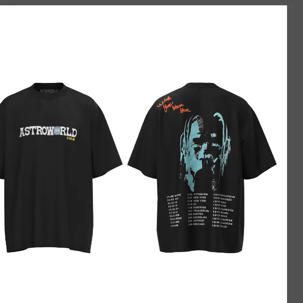 Travis Scott Cactus Jack Tour T-shirt Smiling Earth Tour Same Short sleeved T-shirt Black S M L XL