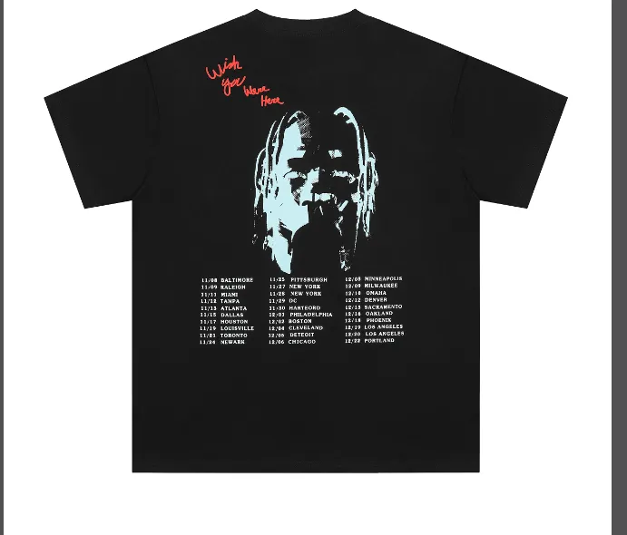 Travis Scott Cactus Jack Tour T-shirt Smiling Earth Tour Same Short sleeved T-shirt Black S M L XL