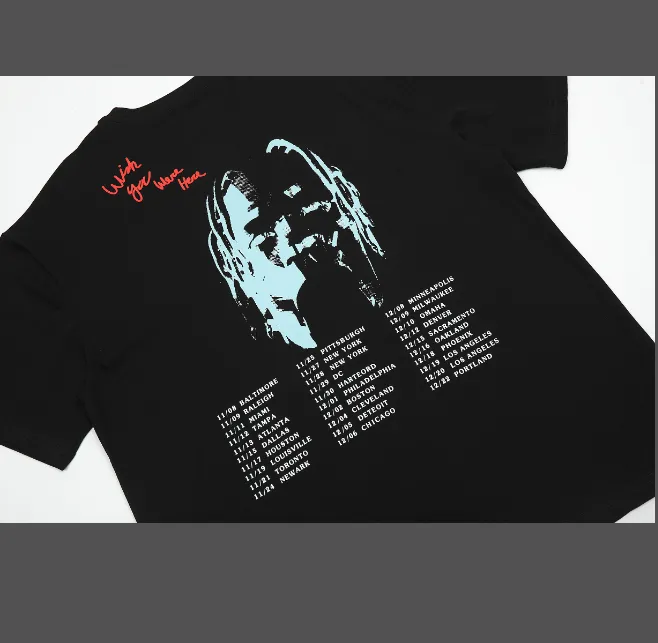 Travis Scott Cactus Jack Tour T-shirt Smiling Earth Tour Same Short sleeved T-shirt Black S M L XL