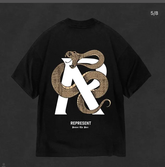 REPRESENT London Limited Edition Snake King Logo Slogan Short Sleeve T-shirt Black S-XL Size