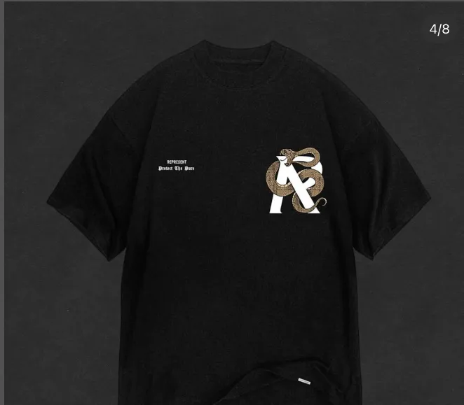 REPRESENT London Limited Edition Snake King Logo Slogan Short Sleeve T-shirt Black S-XL Size