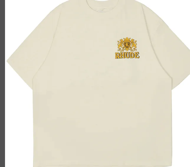 RHUDE Cigar Club Badge Slogan Logo Retro Short Sleeve T-shirt White S-XL Size