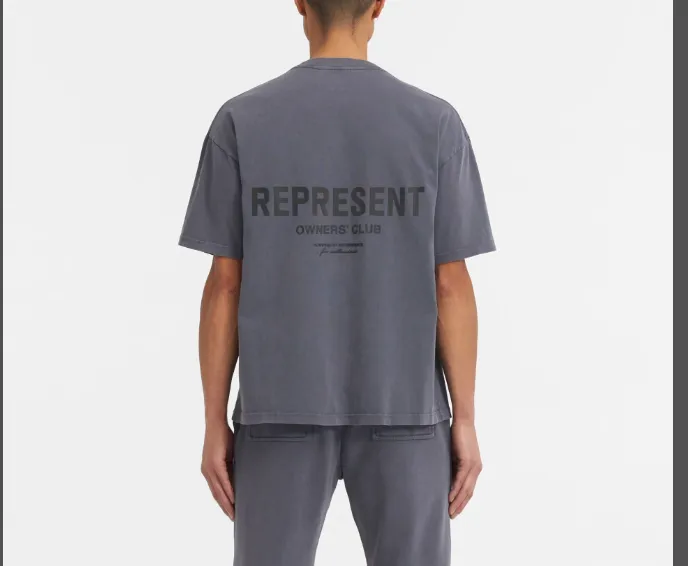 REPRESENT Minimalist Slogan Letter Logo Short Sleeve T-shirt Purple Grey Wolf Grey S-XL Size