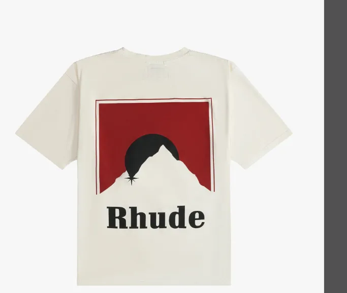 RHUDE Classic Marlboro Sunset Logo Retro Short sleeved T-shirt Black and White S-XL Size