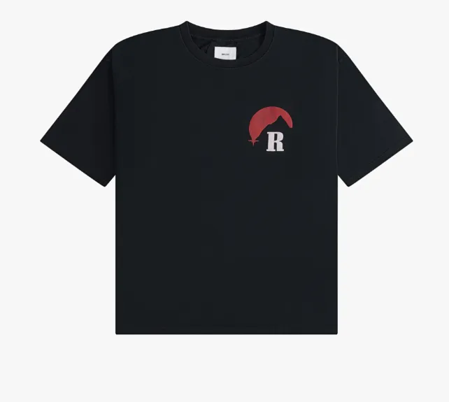 RHUDE Classic Marlboro Sunset Logo Retro Short sleeved T-shirt Black and White S-XL Size