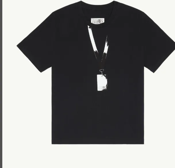 Maison Margiela MM6 Digital Logo Passport Printed Short sleeved T-shirt Black and White Size 46 Size 48 Size 50 Size 52