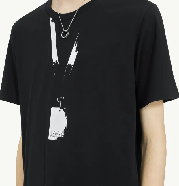 Maison Margiela MM6 Digital Logo Passport Printed Short sleeved T-shirt Black and White Size 46 Size 48 Size 50 Size 52