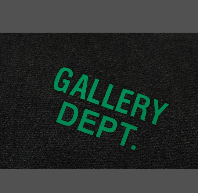 Gallery Depot. Letter LOGO Green Maple Leaf Printed Short sleeved T-shirt Black S-XL