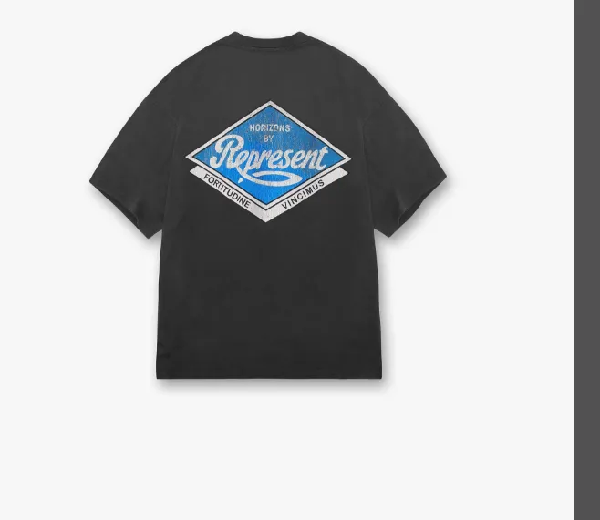 REPRESENT CLASS PARTS T-SHIRT Classic English Printed Pocket Washed for Old Short Sleeve T-shirt Washed Black Retro White S M L XL