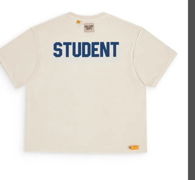 GALLERY DEPT STUDENT COACH REVERSIBLE TEE GD American Retro Washed Vintage New VINTAGE English Front and Back Printed Short Sleeve T-shirt Washed Black Rice Apricot Yellow S-XL