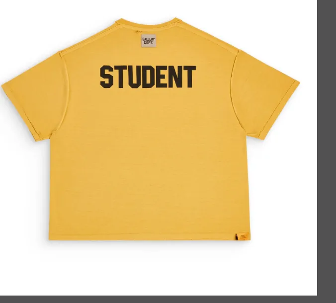 GALLERY DEPT STUDENT COACH REVERSIBLE TEE GD American Retro Washed Vintage New VINTAGE English Front and Back Printed Short Sleeve T-shirt Washed Black Rice Apricot Yellow S-XL