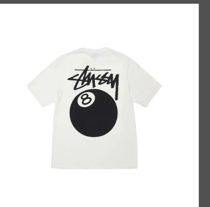 STUDSY 24SS 8 BALL TEE PIGMENT DYED TEE Classic Black 8 Ball Printed Short Sleeve T-shirt