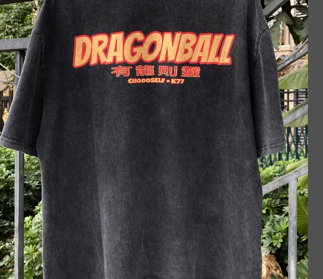 DRAGONBALL Dragon Ball Wukong "With Dragons, Spirits Come" Limited Edition High Street Retro Heavy Old Washed Vintage Short Sleeves Full of Retro Premium Sense Size: S M L XL