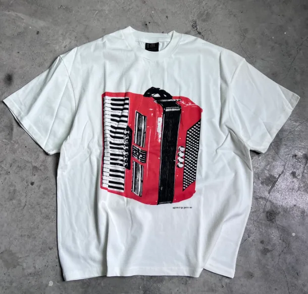 90's Stanley Desantis vintage tee American retro accordion vintage printed short sleeved t-shirt