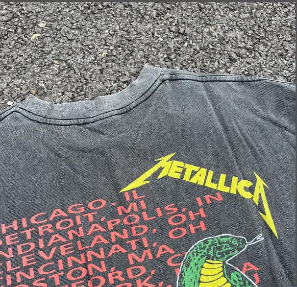 Metallica 1991 Vintage T-Shirt Heavy Metal Band Retro American Vintage Washed Printed Short sleeved T-shirt