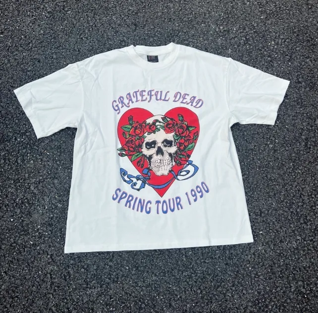 Grateful DEAD 1990 SUMMER TOUR LOT T-SHIRT Retro American Band Concert Accessories 90s Printed Short sleeved T-shirt