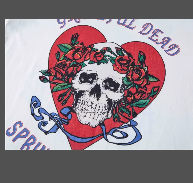 Grateful DEAD 1990 SUMMER TOUR LOT T-SHIRT Retro American Band Concert Accessories 90s Printed Short sleeved T-shirt