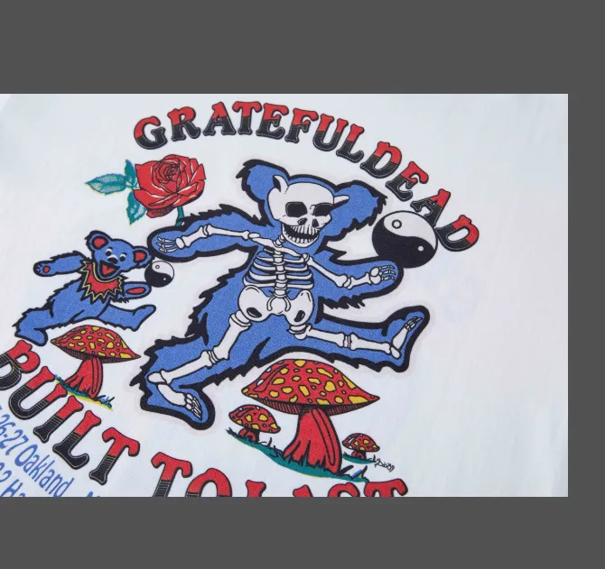 Grateful DEAD 1990 SUMMER TOUR LOT T-SHIRT Retro American Band Concert Accessories 90s Printed Short sleeved T-shirt