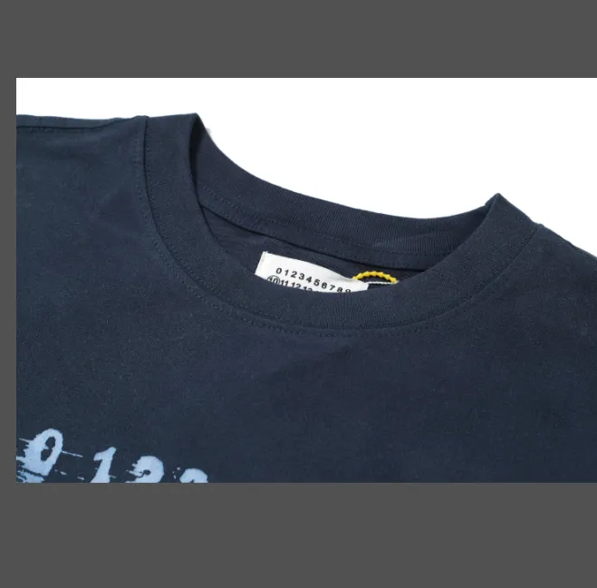 Maison Margiela MM6 vintage blurred logo letter printed short sleeved T-shirt gray blue black size 46 size 48 size 50 size 52