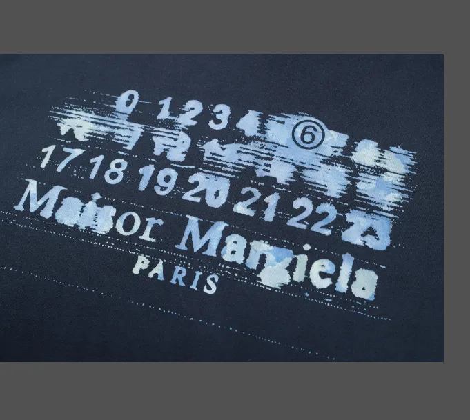 Maison Margiela MM6 vintage blurred logo letter printed short sleeved T-shirt gray blue black size 46 size 48 size 50 size 52