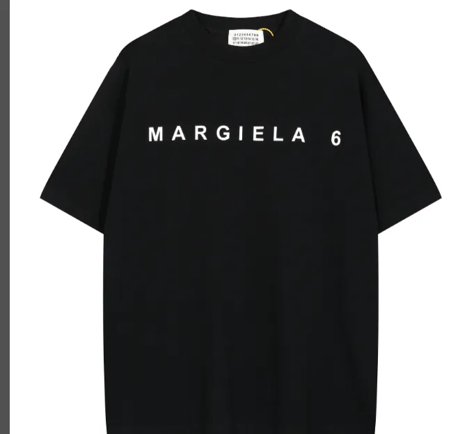 Maison Margiela MM6 Margiela Letter Printed Short sleeved T-shirt Black and White Size 46 Size 48 Size 50 Size 52