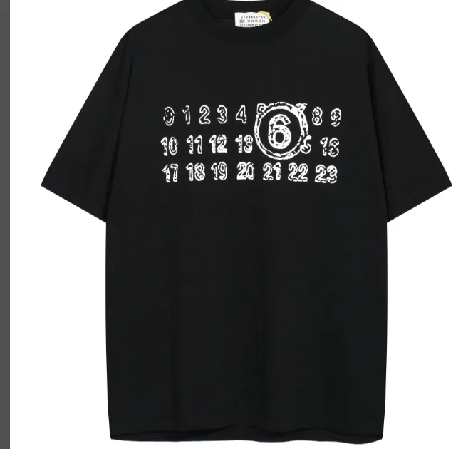 Maison Margiela MM6 digital letter logo printed short sleeved T-shirt in black and white, size 46, size 48, size 50, size 52