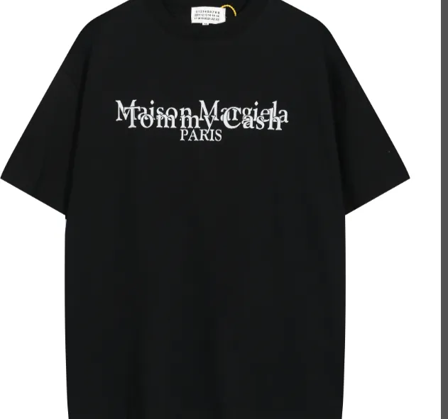 Maison Margiela MM6 digital letter logo printed short sleeved T-shirt in black and white, size 46, size 48, size 50, size 52