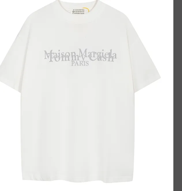 Maison Margiela MM6 digital letter logo printed short sleeved T-shirt in black and white, size 46, size 48, size 50, size 52