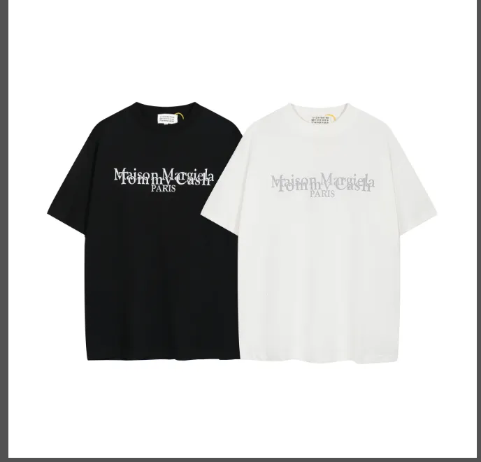 Maison Margiela MM6 digital letter logo printed short sleeved T-shirt in black and white, size 46, size 48, size 50, size 52