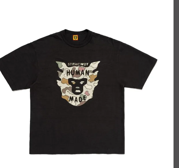 HUMAN MADE X KAWS X NIGO MADE GRAPH T-SHIRT Limited Edition Ape Man Camouflage Logo Printed Bamboo Cotton Seamless Cylinder Short Sleeve T-shirt