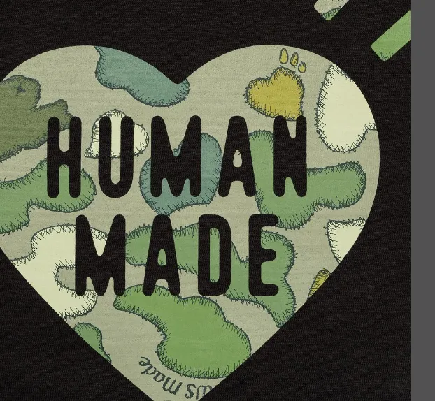 HUMAN MADE X KAWS X NIGO MADE GRAPH T-SHIRT Limited Edition Love Camouflage Ape LOGO Printed Bamboo Cotton Seamless Cylinder Short Sleeve T-shirt