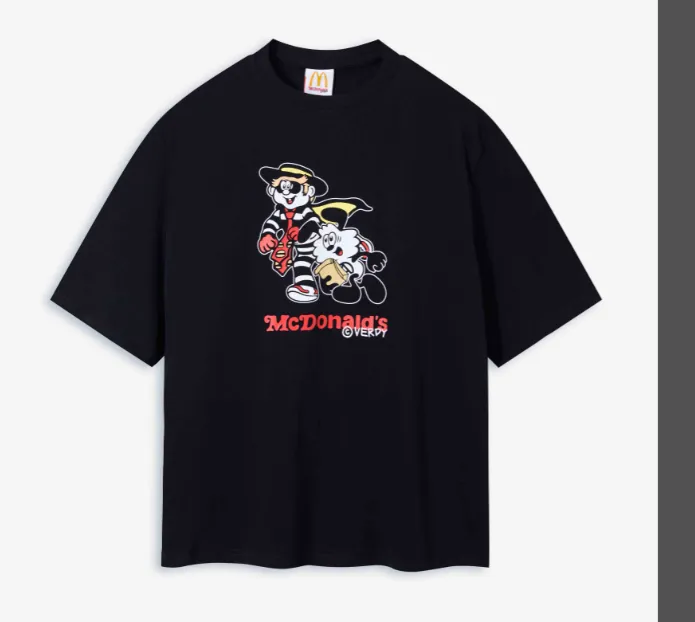 VERDY x McDonald's IP Limited Edition Burger Thief Cartoon Printed Short Sleeve T-shirt