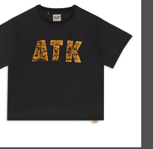 GALLERY DEPT. DISTRESSED ATK TEE American Retro Vintage Vintage English Letter Printed VINTAGE Short Sleeve T-shirt