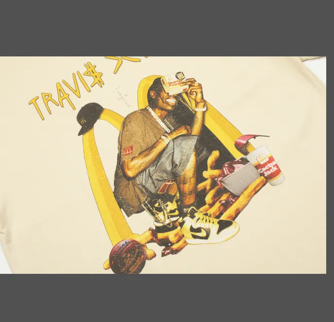 Travis Scott collaboration McDonald's portrait short sleeved T-shirt