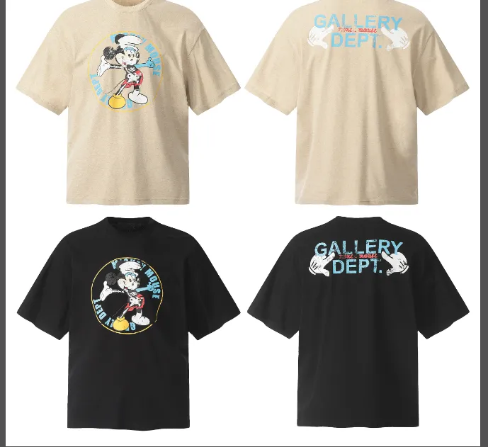 GALLERY DEPT Mickey series 24ss anime printed short sleeved retro washed T-shirt short sleeved