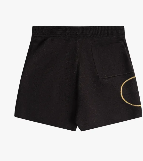 RHUDE large letter logo jacquard drawstring yarn shorts black S-XL size