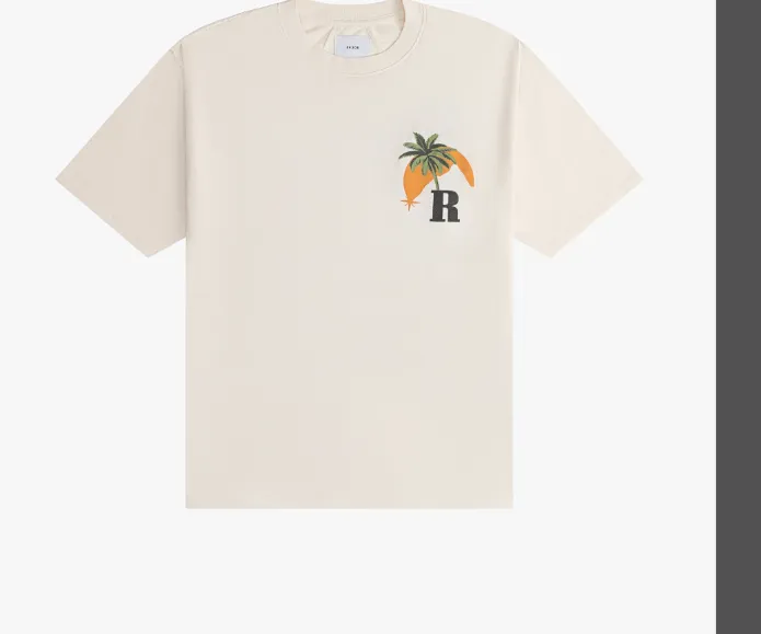 RHUDE MIAMI GP MOONLIGHT TEE Retro American Miami Racing Beach Theme Limited Short Sleeve T-shirt