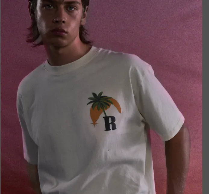 RHUDE MIAMI GP MOONLIGHT TEE Retro American Miami Racing Beach Theme Limited Short Sleeve T-shirt