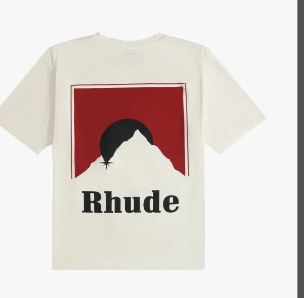 RHUDE MOONLIGHT TEE Retro American Moonlight Hill Printed Short sleeved T-shirt