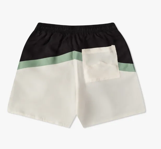 RHUDE Large Letter Logo Splicing Drawstring Shorts Black and White Color Splicing S-XL