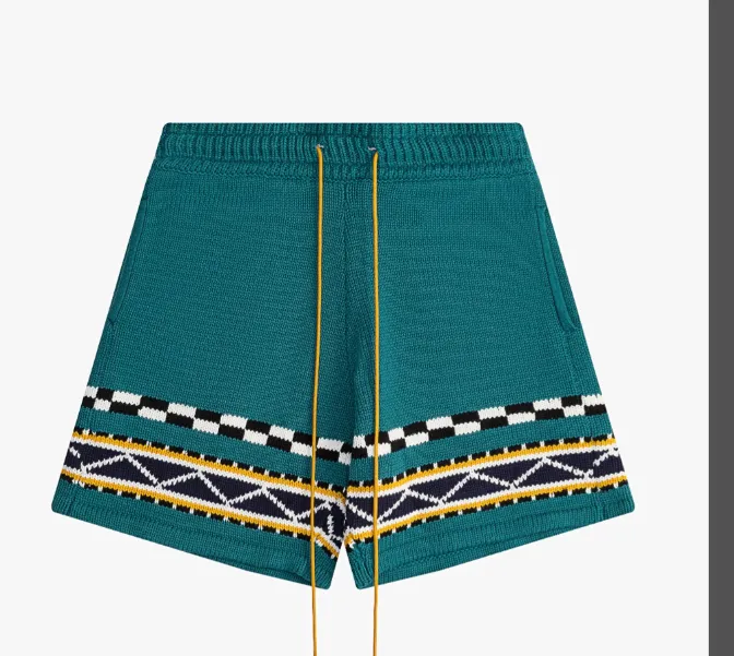 RHUDE Totem Jacquard Wool Drawstring Shorts Lake Green S-XL