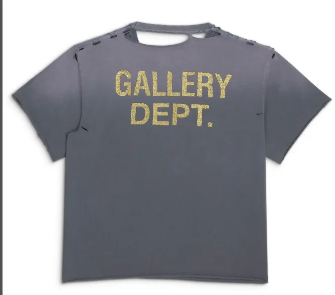 GALLERY DEPT.GRAILED RAMKE TEE American style distressed wash cut rock band peripheral English letter printed short sleeved t-shirt